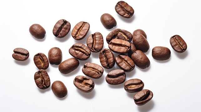 Coffee beans scattered. Generative AI