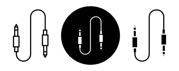 Audio Cable outline icon collection or set. Audio Cable Thin vector line art - obrazy, fototapety, plakaty