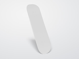 White skateboard mockup isolated on blank. 3D rendering