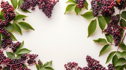 Elderberry clusters frame. Generative AI