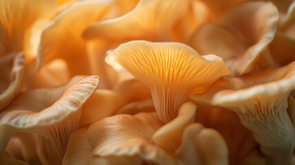 Chanterelles Mushroom Texture Closeup - obrazy, fototapety, plakaty