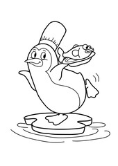 line illustration of penguin