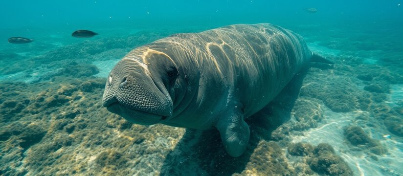Sea Cow, known as Dugongo, found in Marsa Mubarak bay in Marsa Alam.