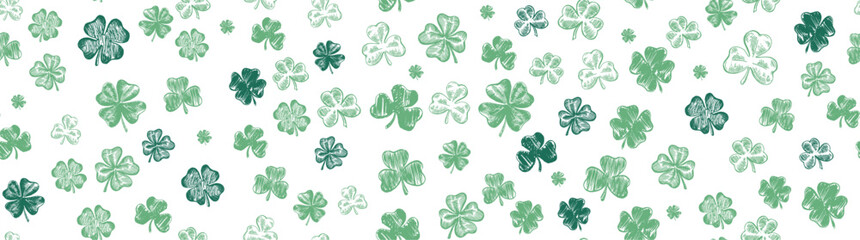 Sketch set clover. St. Patrick's Day. Hand drawn illustration.	
