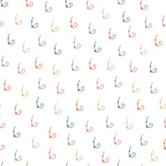 Cute colorful twists abstract seamless vector pattern. Vintage hand drawn background for kids room decor, nursery art, card, gift, fabric, textile, wrapping paper, wallpaper, packaging, apparel.