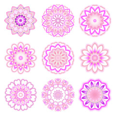 3d rendering illustration. Collection of pink floral patterns for your design concept.