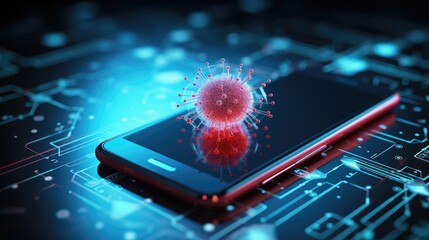 Smartphone virus alert. Generative AI - obrazy, fototapety, plakaty