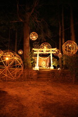 猫と鞠灯篭　黒川温泉　湯あかり
