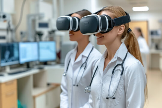 selective focus of ophthalmologist and patient using virtual reality headset