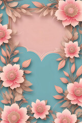 A floral with pink and blue leaves, card template, Social media Luxury covers, Card template, card template, minimalistic , illustration, card, Instgram, Tiktok, Facebook, Twitter, X, Pinterest