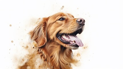 Obraz premium Joyful Golden Retriever Radiates Happiness in Artistic Style Generative AI