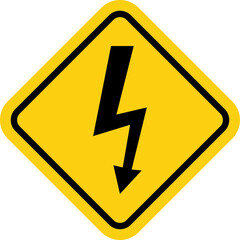 High voltage yellow triangle warning sign, symbol. Caution electric shock danger icon. Vector illustration.