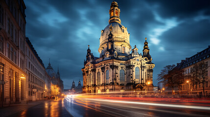 Dresden Frauenkirche Lutheran church - obrazy, fototapety, plakaty