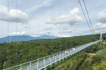 Japan's longest pedestrian foot suspension bridge. Mishima Skywalk in Mishima City, Shizuoka...
