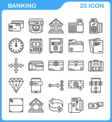 the icon set contains bank tools and business and office equipment