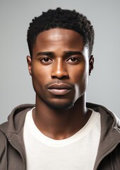 Obraz premium Handsome dark-skinned man on a light background. Generative AI.