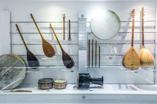 Isfahan, Iran - October 20, 2016: Traditional instruments exhibit in The Isfahan Museum of Music