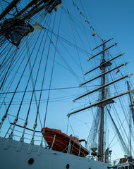 detail of tall ship in the harbour of la spezia