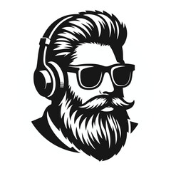 Bearded man with headphone