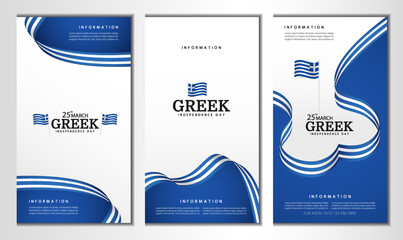 Vector Illustration of Greek Independence Day. Banner set
