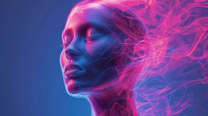 Fototapeta premium multicolored abstract portrait, headshot poster cover design illustration, conceptual digital art