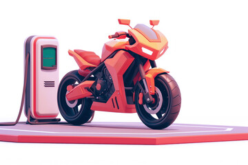 Power supply for electric motorcycle charging battery, Eco vehicle concept.