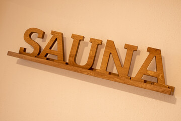 Sauna Holz Schriftzug 