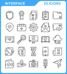a set of user interface icons, line style and modern, stylish high quality