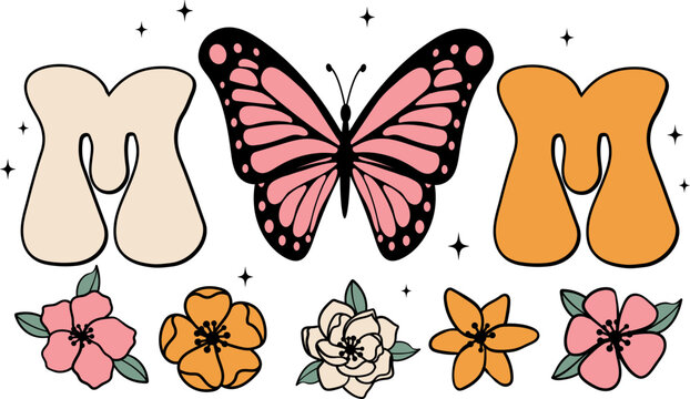 Mom svg, Mama, Floral mom, Flower mom, Best mom ever, Mothers day, Butterfly mom, Wildflowers.	
