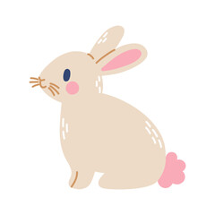 Cute rabbit sitting. Vector flat illustration isolated on white background.