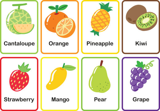 Flash cards  Fruits memory game cards