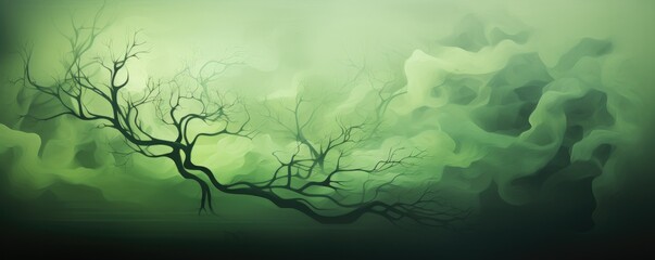 Abstract green background with tree shadows. Generative AI.