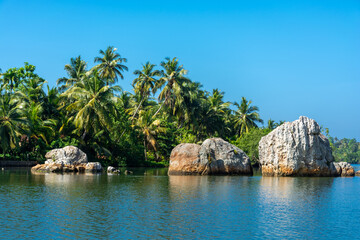 The beautiful shores of Lake Koggala in Sri Lanka.