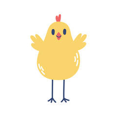 Cute yellow chick. Vector flat illustration isolated on white background.