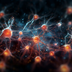 Neurological Harmony: Illustration of Neural Cells. Generative ai