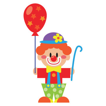 Cute circus clown vector cartoon illustration