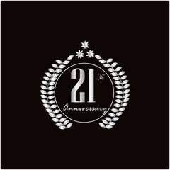 21th years of anniversary wishes with silver gradient color