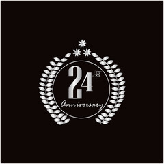 24th years of anniversary wishes with silver gradient color