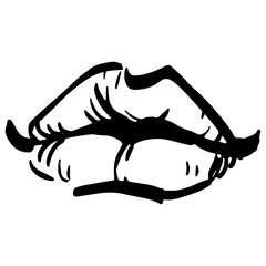 Lips Logo Design , Lips Icon sketch, pencil scribble