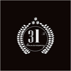 31 th years of anniversary wishes with silver gradient color
