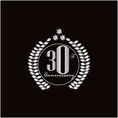 30th years of anniversary wishes with silver gradient color