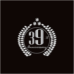 39th years of anniversary wishes with silver gradient color