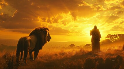 Jesus Christ and the lion of judah, religion and faith of christianity, bibical story, book of Genesis