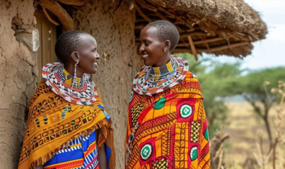 Group of maasai women singing in Ngorongoro crater,Tanzania
