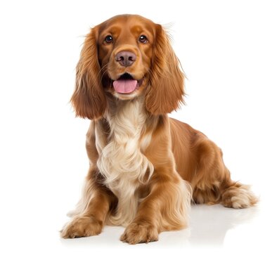 Regal English Cocker Spaniel Seated Elegantly - Purebred Canine Portrait - Generative AI