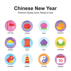 Grab this beautifully designed chinese new year icons set