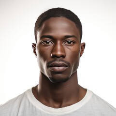 Obraz premium Handsome dark-skinned man on a light background. Generative AI.