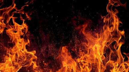 Fire flame on black background