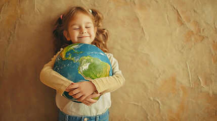 Image of a child embracing the earth