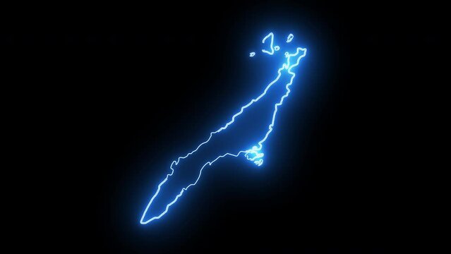 Animated map of Cebu in the Philippines with a glowing neon effect